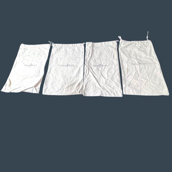 Cole Haan Shoe Dust Bags Set 4 Tan Drawstring Cotton Shoe Dustbag Gift Storage - Picture 1 of 3